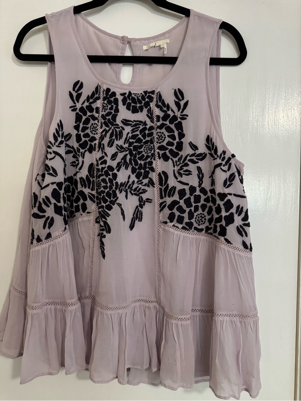 Floreat Light Lavender Blouse with Black Trim